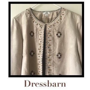 Dressbarn Tan Suede Open Jacket XL